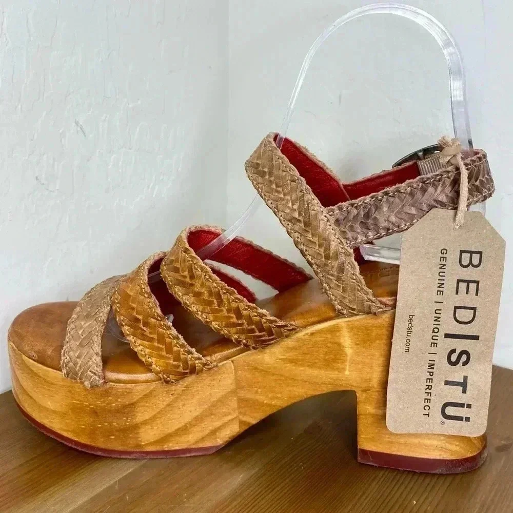 NEW Bed Stu Voicing Braided Leather Platform Sandals Size 7.5